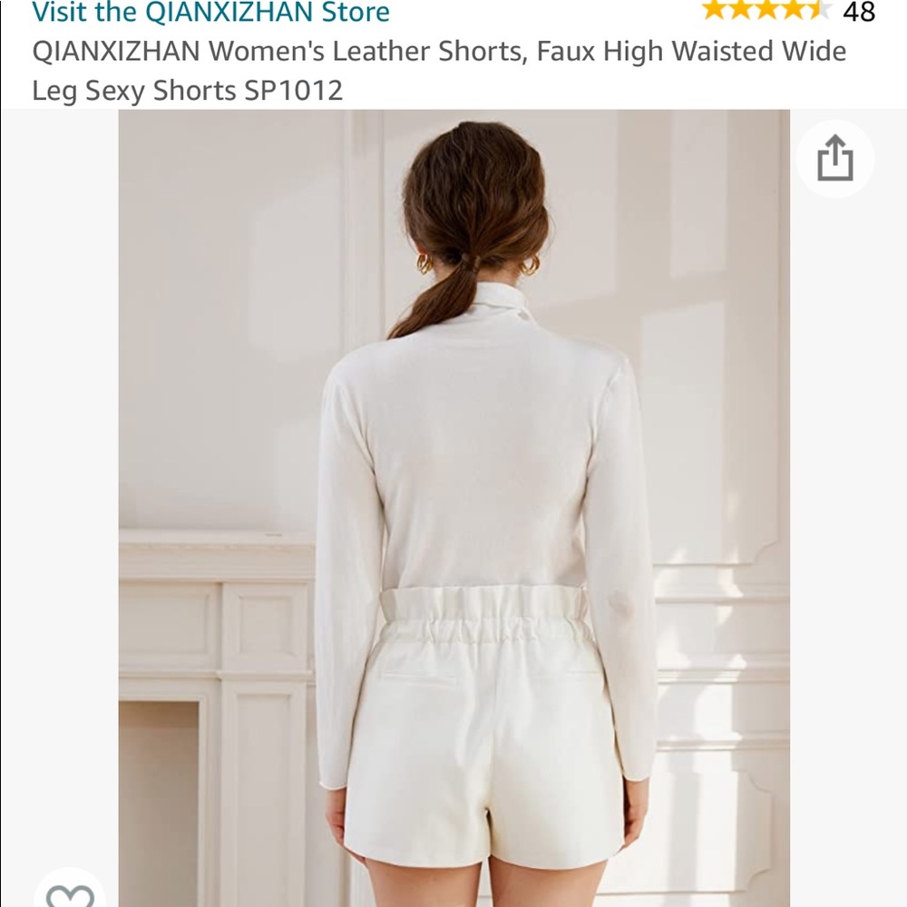 White faux leather shorts